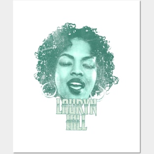 Retro Lauryn Hill Green Distressed Posters and Art